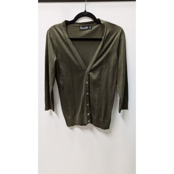 7th Avenue Design Studio Dark Green Cardigan Sweater - Picture 1 of 2